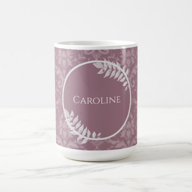 Mauve Elegant Damask Personalisiert Coffee Tasse (Mittel)