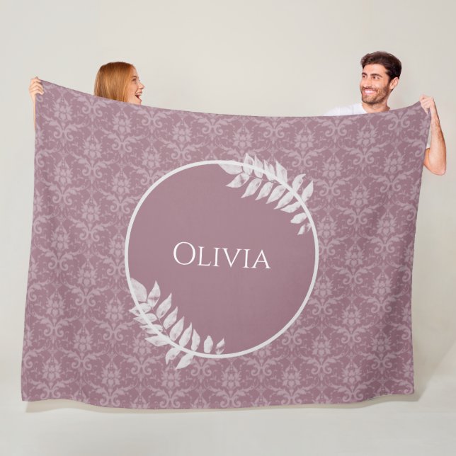 Mauve Elegant Damask Personalisiert Fleece Blanket (Beispiel)