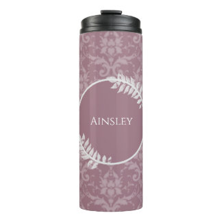 Mauve Elegant Damask Personalisiert Thermal Tumble Thermosbecher
