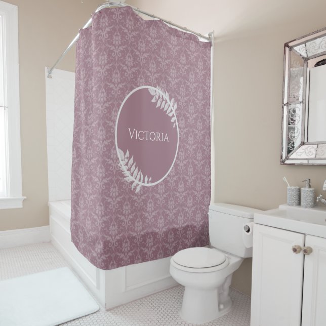 Mauve Elegant Damask Personalisierter Duschvorhang (Beispiel)