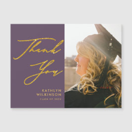 Mauve Elegant Gold Script Abschluss Vielen Dank Magnetkarte