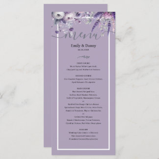 Mauve Elegant Lavender Botanical Wedding Menu Menükarte