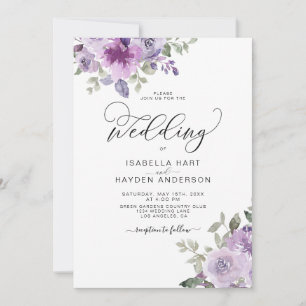 Mauve Elegant Lilac Dusty Lila Floral Wedding Einladung