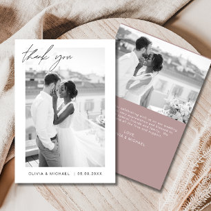 Mauve Elegant Minimalistisch Wedding Dankeschön Ca Einladung