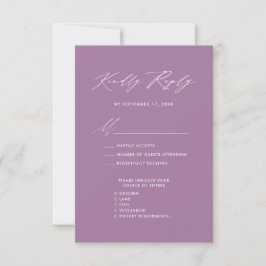 Mauve Elegant Script Minimalistisch Chic Wedding R RSVP Karte