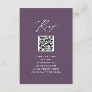 Mauve Elegant Script Minimalistisch QR Wedding RSV Begleitkarte