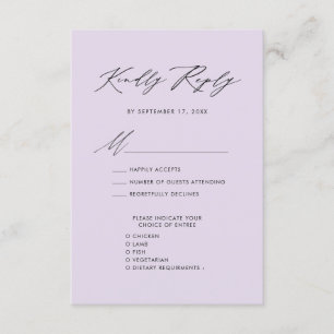 Mauve Elegant Script Minimalistisch Wedding RSVP Begleitkarte