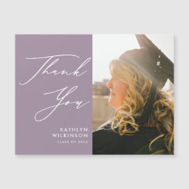 Mauve Elegant Script Simple Abschluss Vielen Dank Magnetkarte