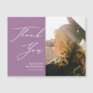 Mauve Elegant Script Simple Abschluss Vielen Dank Magnetkarte