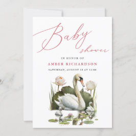 Mauve Elegante Script Minimalistisch Swan Baby Sho Einladung