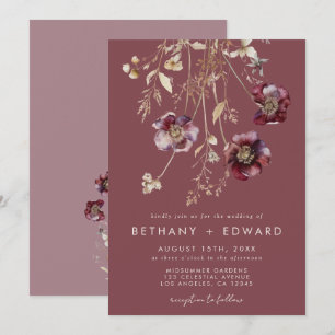 Mauve Fall Floral Wedding Einladung