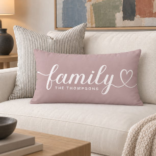 Mauve Familien-Herzschrift-Monogramm Lendenkissen