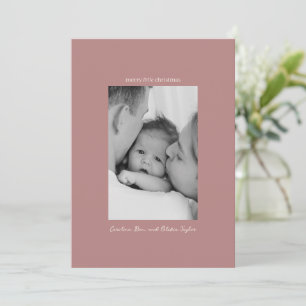 Mauve Familienfoto Erstes frohes kleines Weihnacht Feiertagskarte
