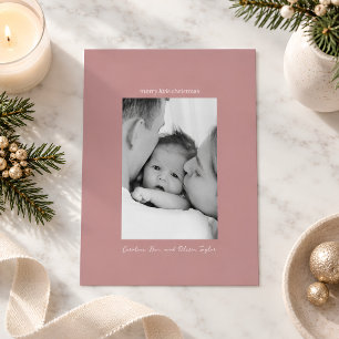 Mauve Familienfoto Erstes frohes kleines Weihnacht Feiertagskarte