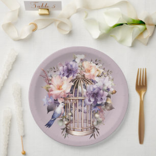 Mauve Finery Lila Pink Birdcage Dusche Pappteller