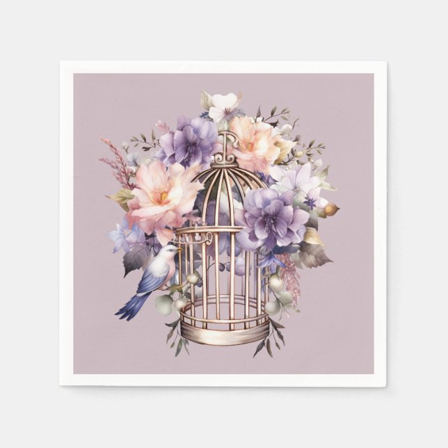 Mauve Finery Lila Pink Blue Birdcage Dusche Serviette (Vorderseite)