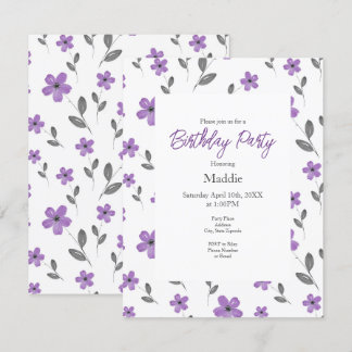 Mauve Five Petal Watercolor Blume Muster Einladung