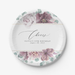 Mauve Floral Elegant Botanisch Pappteller