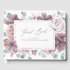 Mauve Floral Elegant Wedding Gästebuch