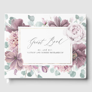 Mauve Floral Elegant Wedding Gästebuch