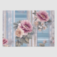 Mauve Floral nosegays Antiqued Blue
