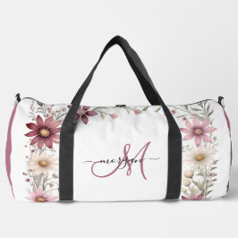 Mauve Floral Personalized Gym Duffel Bag Duffle Bag