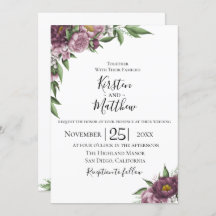 Mauve Floral Wedding Einladung