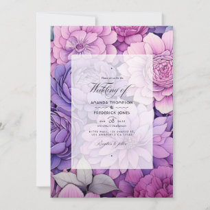 Mauve Floral Wedding Einladung