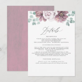 Mauve Floral Wedding Information Begleitkarte