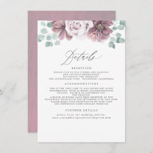Mauve Floral Wedding Information Begleitkarte