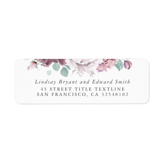 Mauve Floral Wedding Label (Vorne)