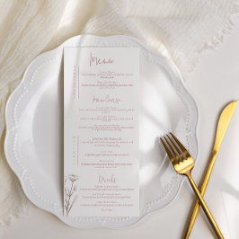 Mauve Floral Wedding Menu Menükarte