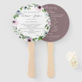 Mauve Floral Wedding Program Hand Fans Fächer