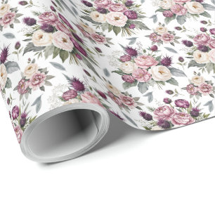 Mauve Floral Wrapping Paper Geschenkpapier