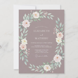 Mauve Florale Hochzeitsbogen Einladung