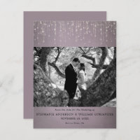 Mauve-Foto mit leuchtenden Lichtern Save the Date