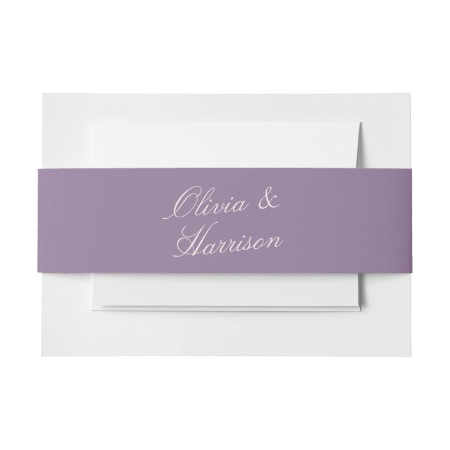 Mauve Garden Calligraphy Invitation Belly Band (Vorderseite Beispiel)
