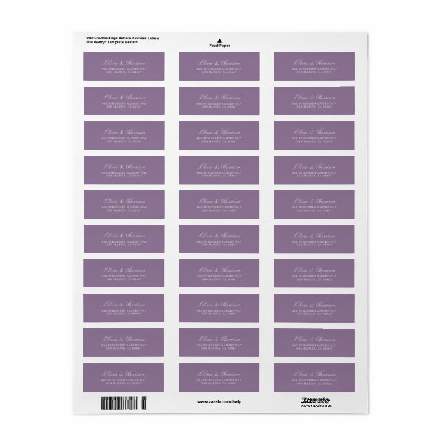 Mauve Garden Wedding Return Address Label (Vorne)