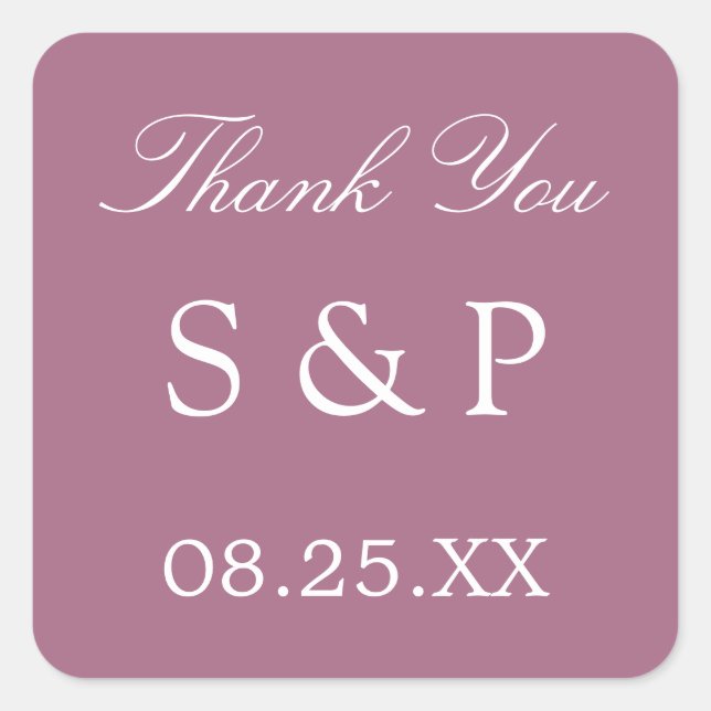 Mauve Gastgeschenk Hochzeit Danke, Sticker (Vorderseite)