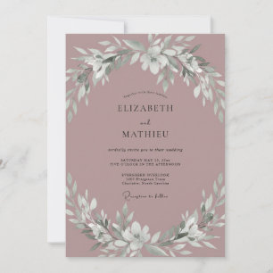Mauve gedämpfte botanische romantische Hochzeit Einladung