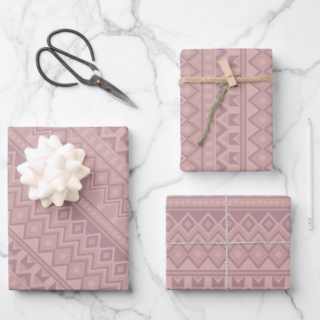 Mauve Geo Wrapping Paper Sheets Geschenkpapier Set (Vorderseite)
