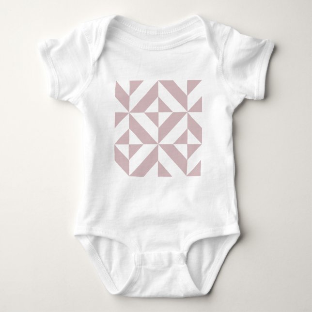Mauve Geometric Deko Cube Pattern Baby Strampler (Vorderseite)