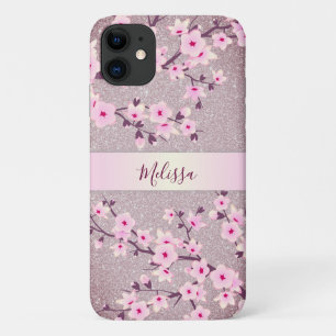 Mauve Glitzer Blumenschmuck Case-Mate iPhone Hülle