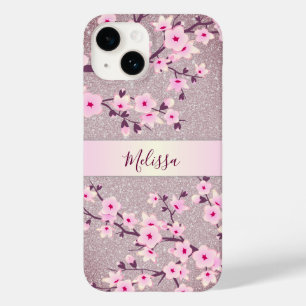 Mauve Glitzer Blumenschmuck Case-Mate iPhone 14 Hülle