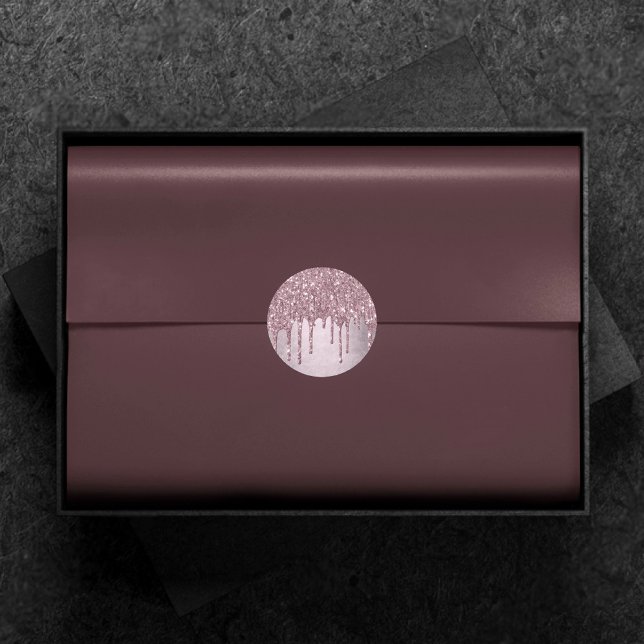 Mauve-Glitzer | Dusty Pink Melt Shimmer Runder Aufkleber (Von Creator hochgeladen)