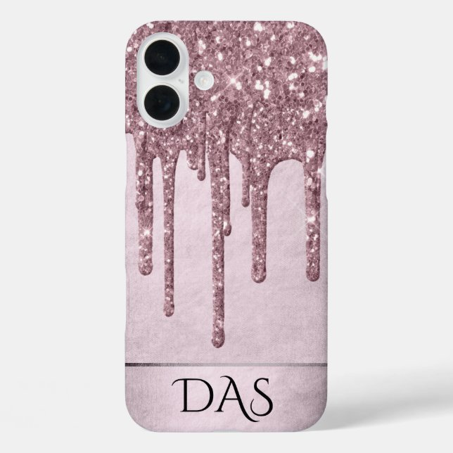 Mauve-Glitzer | Rosa Melt Monogram Case-Mate iPhone Hülle (Rückseite)