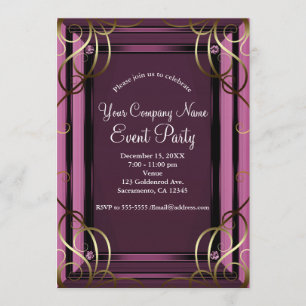Mauve Gold Elegante Company Corporate Holiday Part Einladung