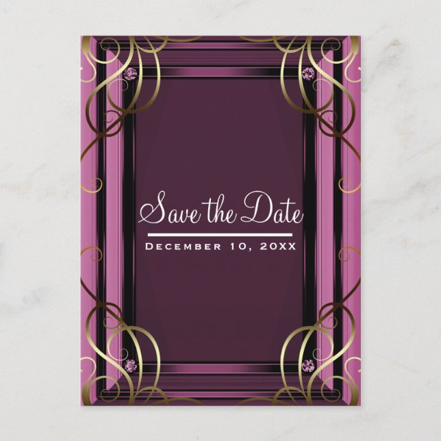 Mauve Gold Elegante Company Save the Date Ankündigungspostkarte (Vorderseite)