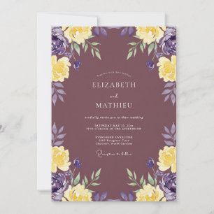 Mauve-Gold-Girlande-Hochzeit Einladung