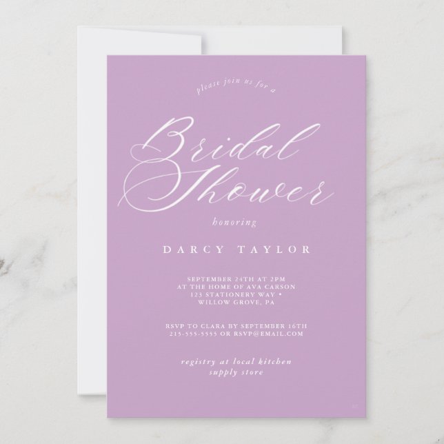 Mauve Gray Bridal Dusche Einladung (Vorderseite)